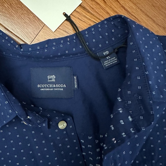 NWT SCOTCH & SODA Mens Blue Button up Shirt - Picture 4 of 5